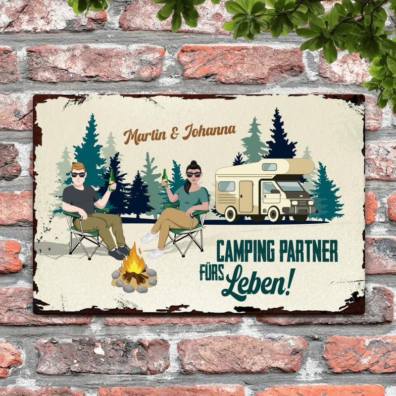 Camping Couple - Outdoor-Türschild