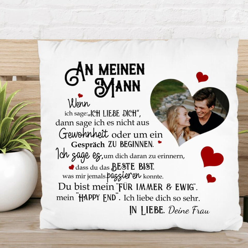 Mein Happy End (an ihn - Herzbild) - Paar-Kissen