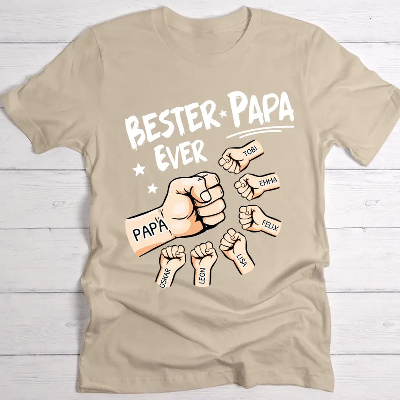 Bester Papa Ever - Personalisiertes T-Shirt für Papa dunkel