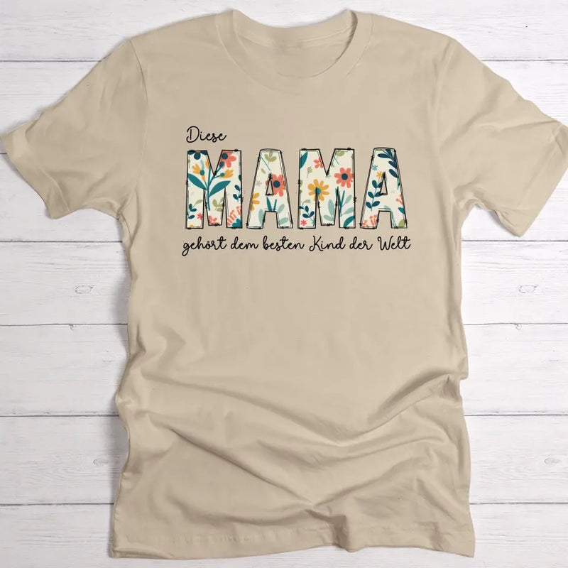 Beste Mama - Personalisiertes Blumen-T-Shirt für Mama und Oma