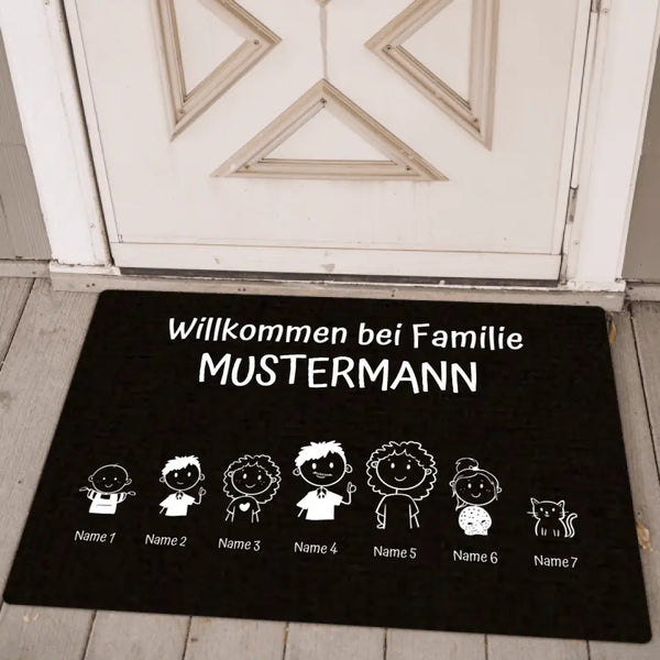 Strichmännchen Familie - Familien-Fußmatte