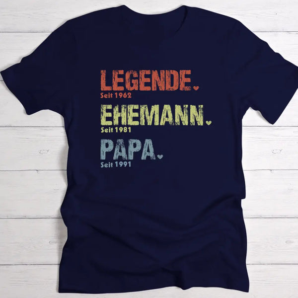 Legende, Ehemann, Papa und Opa - Personalisiertes T-Shirt für Papa und Opa