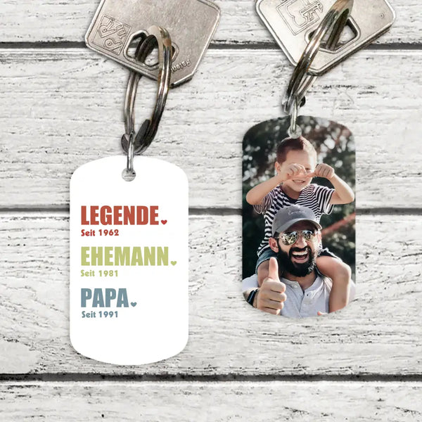 Legende, Ehemann, Papa und Opa - Personalisierter Schlüsselanhänger für Papa und Opa