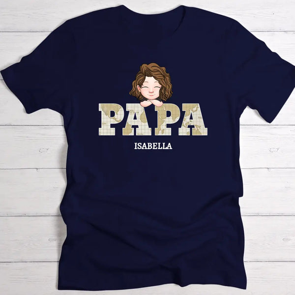 Papas Crew - Personalisiertes T-Shirt für Papa mit Kindergesichtern