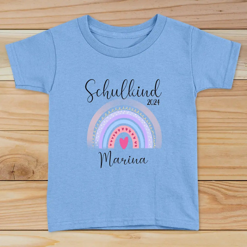 Regenbogen - Personalisiertes T-Shirt zur Einschulung für Schulanfänger