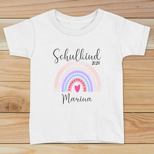 Regenbogen - Personalisiertes T-Shirt zur Einschulung für Schulanfänger