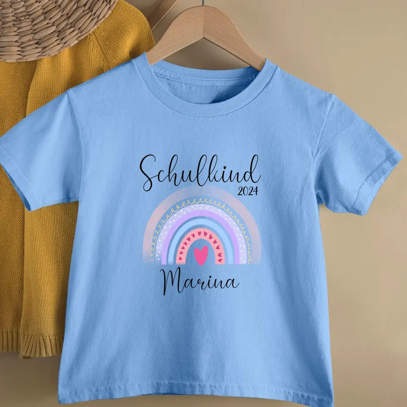 Regenbogen - Personalisiertes T-Shirt zur Einschulung für Schulanfänger