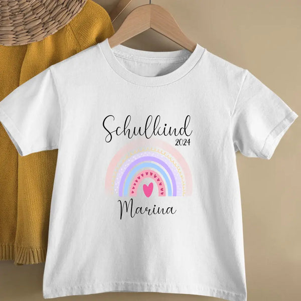 Regenbogen - Personalisiertes T-Shirt zur Einschulung für Schulanfänger