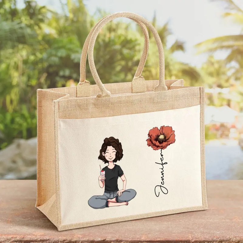 Beachtime - Individuelle Personalisierte Strandtasche mit Blume