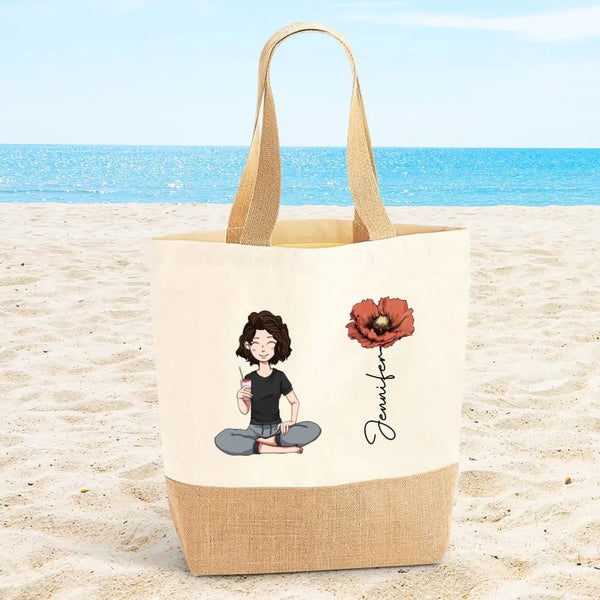 Beachtime - Individuelle Personalisierte Strandtasche mit Blume