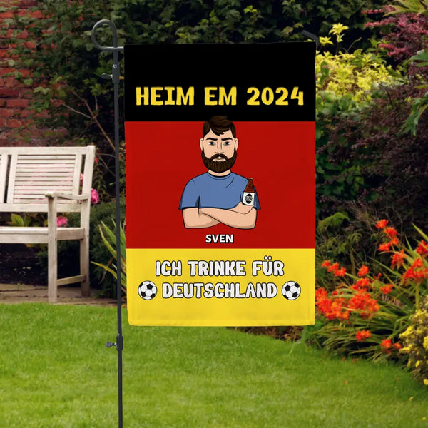 Heim EM - Personalisierte Gartenflagge zur Fußball EM für Fans