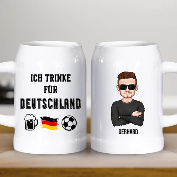 Trinken für Deutschland - Personalisierter Bierkrug zur Fußball EM 2024