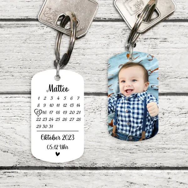Geburtstag - Personalisierter Schlüsselanhänger zur Geburt mit eigenem Foto