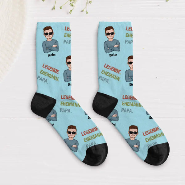 Legende, Ehemann, Papa und Opa - Personalisierte Socken für Männer