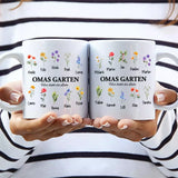 Omas Blumen - Personalisierte Tasse mit Namen und Blumen