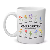 Omas Blumen - Personalisierte Tasse mit Namen und Blumen