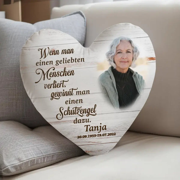 Mein Schutzengel - Herzkissen mit Foto und Spruch