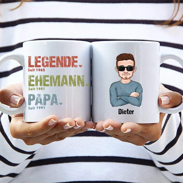 Legende, Ehemann, Papa und Opa - Personalisiertes Tasse für Papa und Opa