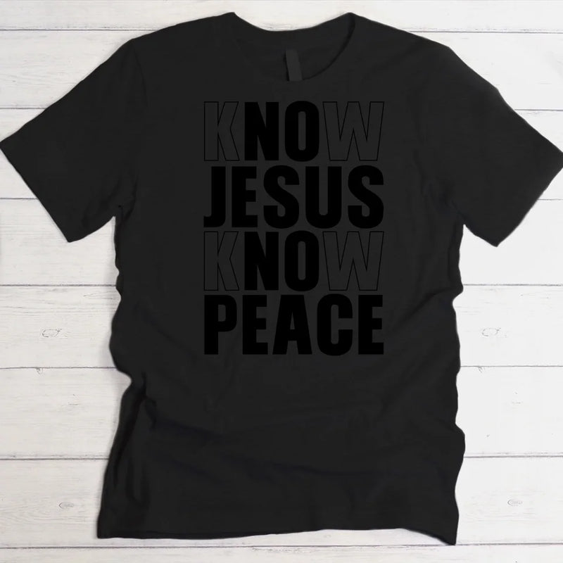 Know Jesus - Personalisiertes T-Shirt Spruch „No Jesus No Peace“ und Namen