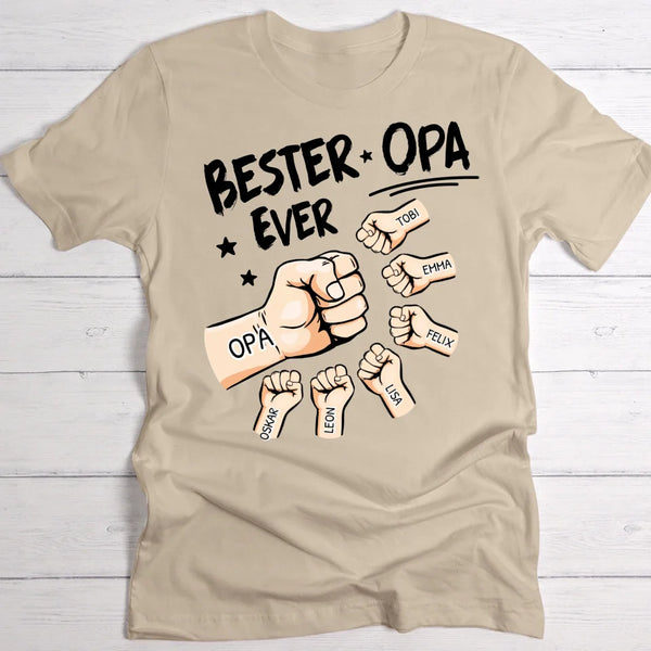 Bester Opa Ever - Individuelles T-Shirt für Opa mit Namen der Enkelkinder für Zusammenhalt