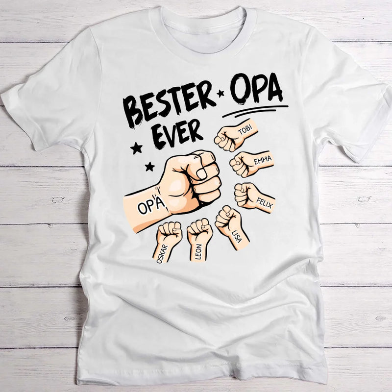 Bester Opa Ever - Individuelles T-Shirt für Opa mit Namen der Enkelkinder für Zusammenhalt