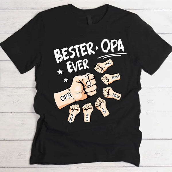 Bester Opa Ever - Individuelles T-Shirt für Opa mit Namen der Enkelkinder