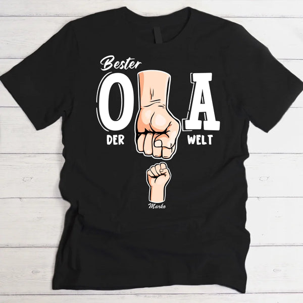 Bester Opa der Welt - Personalisiertes T-Shirt für Opa mit Namen der Enkelkinder