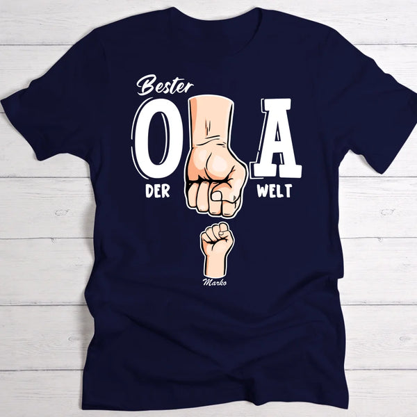 Bester Opa der Welt - Personalisiertes T-Shirt für Opa mit Namen der Enkelkinder