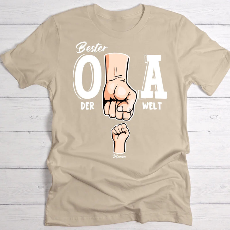 Bester Opa der Welt - Personalisiertes T-Shirt für Opa mit Namen der Enkelkinder