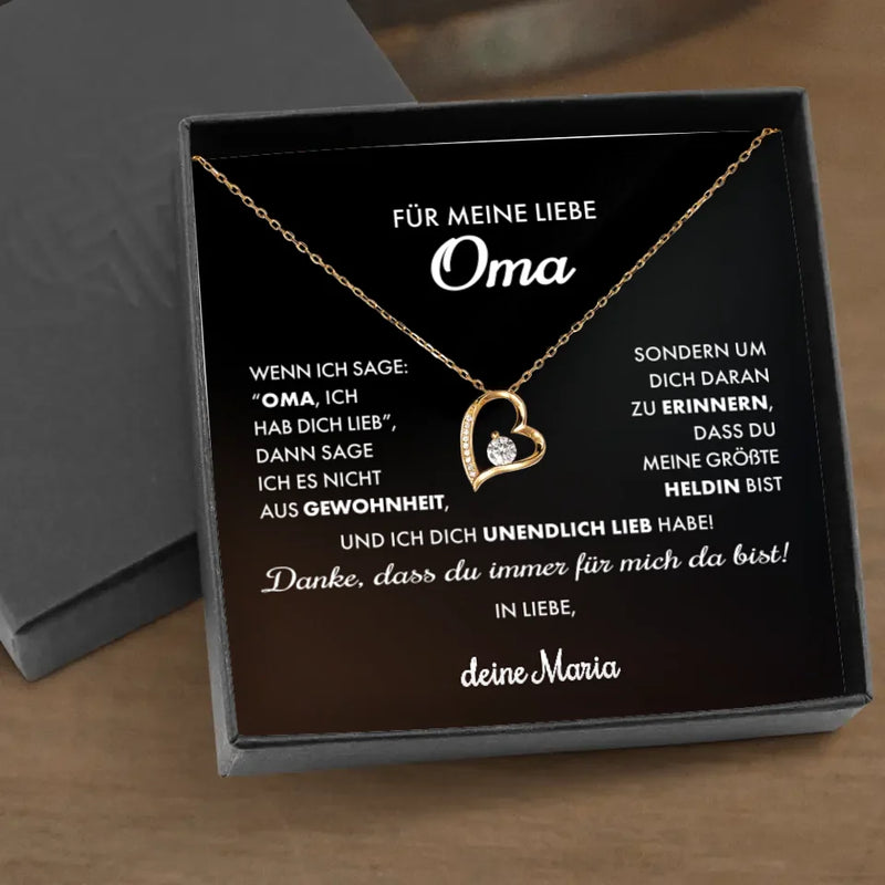 Liebe Oma - Kette mit individuellem Einleger für Oma in Geschenketui