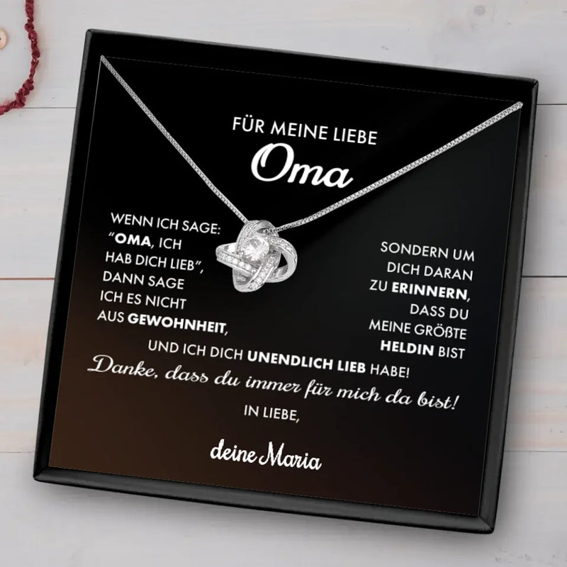 Liebe Oma - Kette mit individuellem Einleger für Oma in Geschenketui