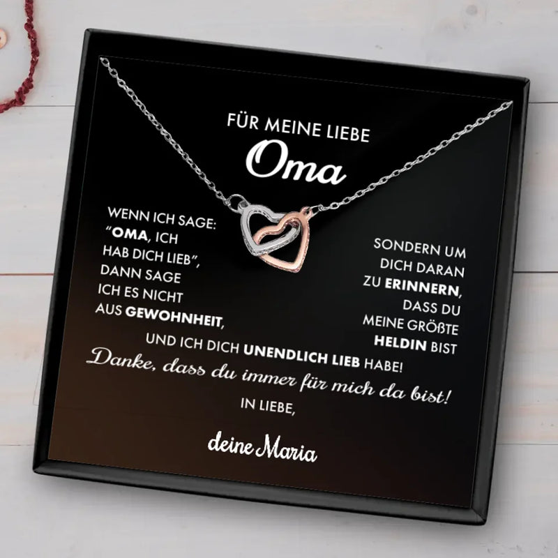 Liebe Oma - Kette mit individuellem Einleger für Oma in Geschenketui