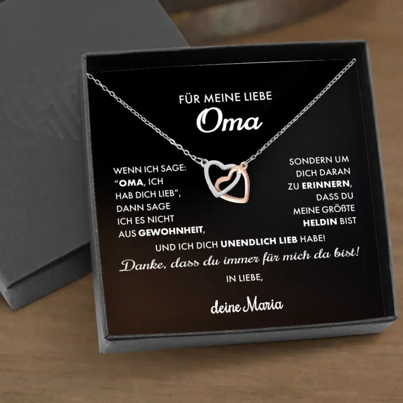 Liebe Oma - Kette mit individuellem Einleger für Oma in Geschenketui