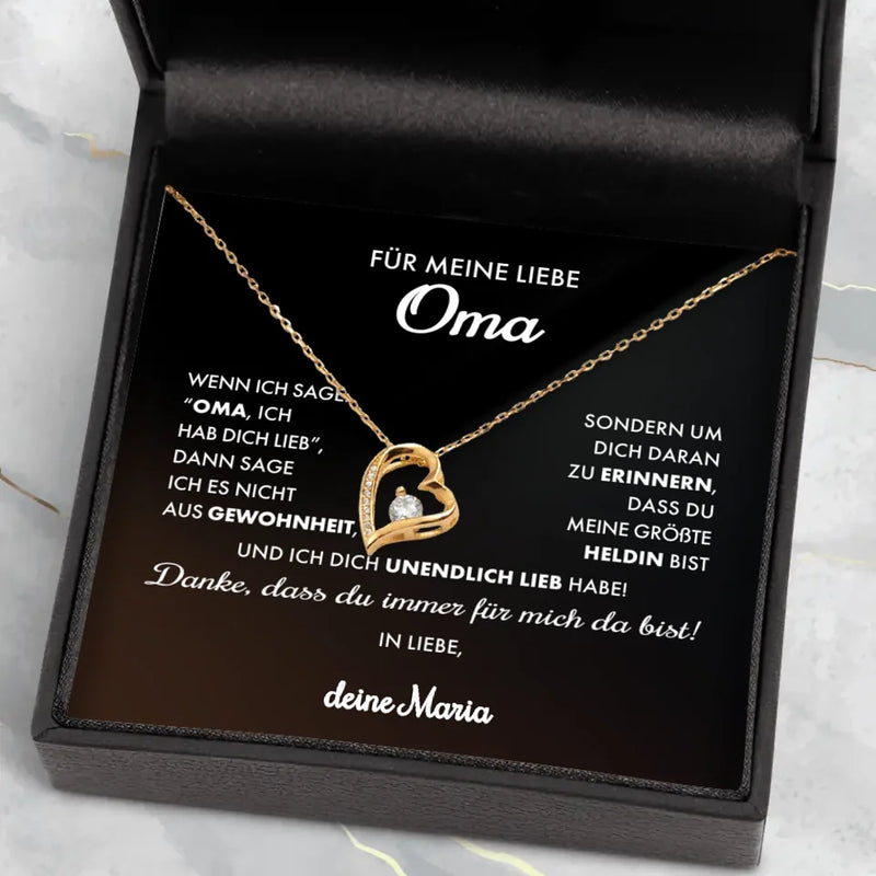 Liebe Oma - Kette mit individuellem Einleger für Oma in Geschenketui