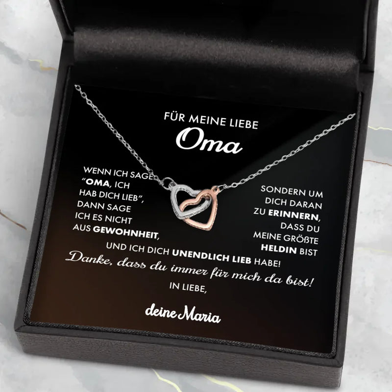 Liebe Oma - Kette mit individuellem Einleger für Oma in Geschenketui