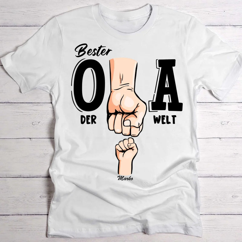 Bester Opa der Welt - Individuelles T-Shirt für Opa mit Namen