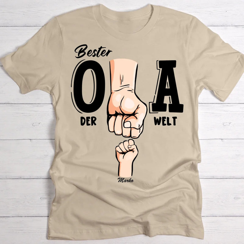 Bester Opa der Welt - Individuelles T-Shirt für Opa mit Namen