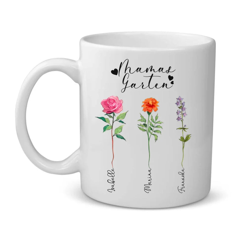 Mamas Garten - Personalisierte Tasse für Mama mit Namen der Kinder