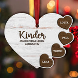 Kinder machen das Leben großartig - Personalisiertes Herz-Ornament mit Kindernamen für Mama und Papa