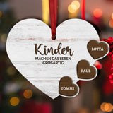 Kinder machen das Leben großartig - Personalisiertes Herz-Ornament mit Kindernamen für Mama und Papa