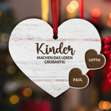 Kinder machen das Leben großartig - Personalisiertes Herz-Ornament mit Kindernamen für Mama und Papa