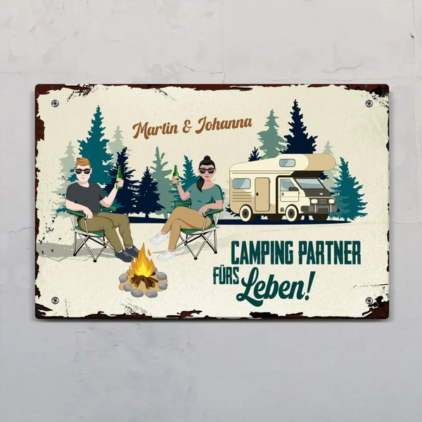 Camping Couple - Outdoor-Türschild