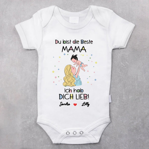 weißer kurzarm Babybody personalisierbar mit Namen - gefertigt con Love & Faith