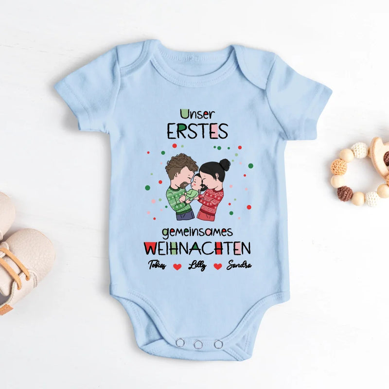 hellblau kurzarm Babybody personalisierbar mit Namen - gefertigt con Love & Faith