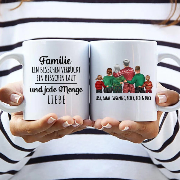 Unser Weihnachten - Personalisierte Tasse mit Clipart und Spruch für die Familie zu Weihnachten