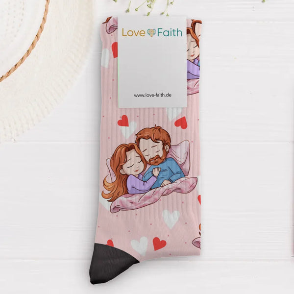 Offizielle Schlafsocken - Personalisierte Socken für Verliebte mit Clipart