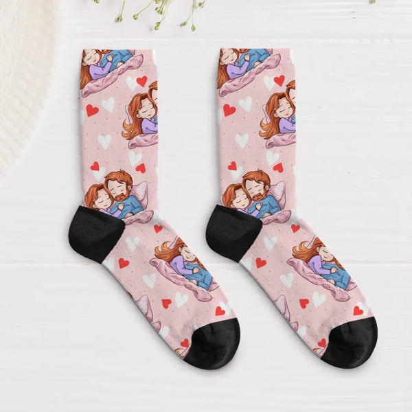 Offizielle Schlafsocken - Personalisierte Socken für Verliebte mit Clipart