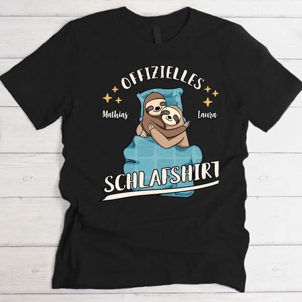 Schlafshirt - Personalisiertes T-Shirt für Paare mit süßen Tiermotiven