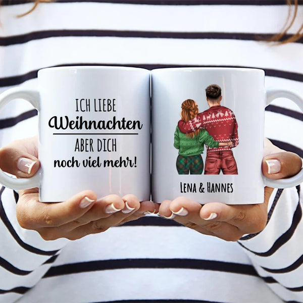 Du und Ich - Personalisierte Tasse für Paare zu Weihnachten mit Illustration