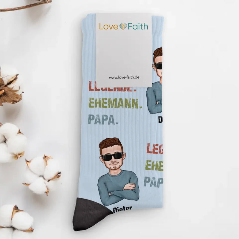 Legende, Ehemann, Papa und Opa - Personalisierte Socken für Männer